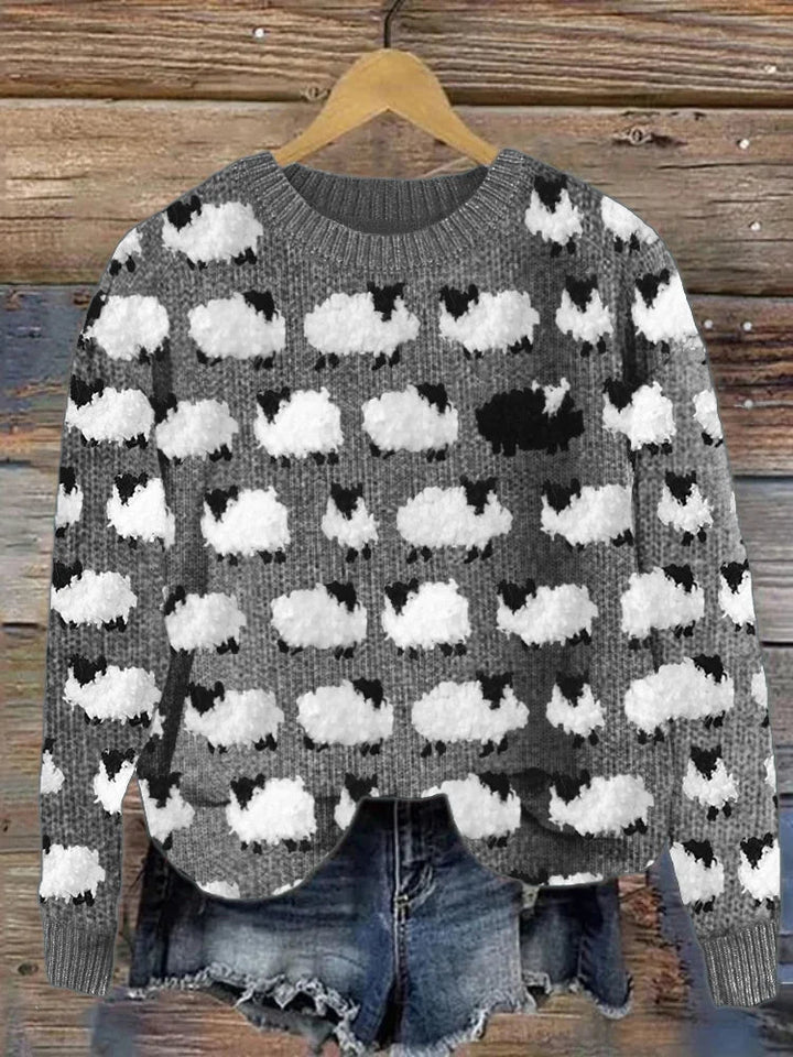 Lune London | Knitted Sweater with Sheep Pattern Soft and Warm Fun Design