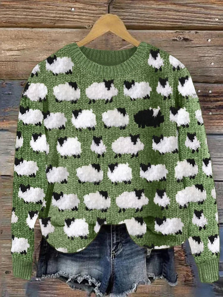 Lune London | Knitted Sweater with Sheep Pattern Soft and Warm Fun Design