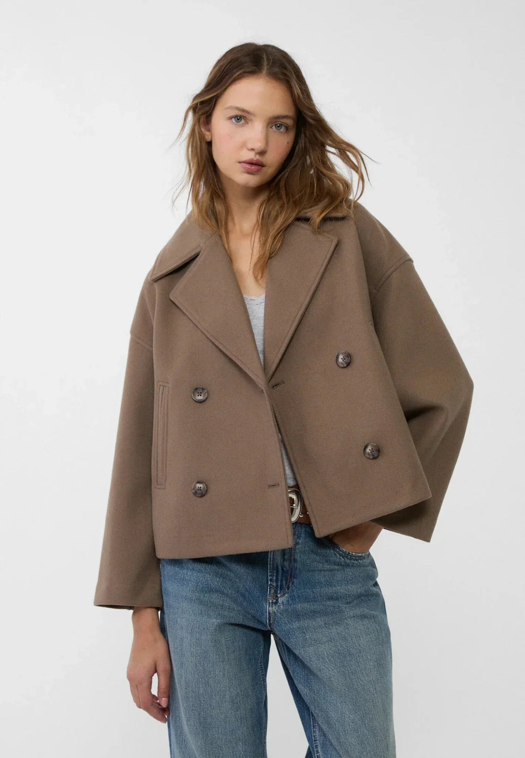 Lune London | Wool Pea Coat Jacket - Double-breasted short cut jacket
