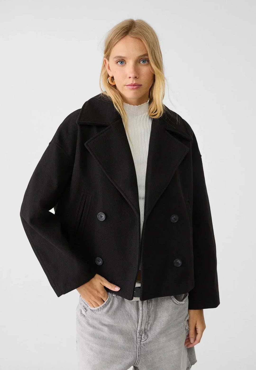 Lune London | Wool Pea Coat Jacket - Double-breasted short cut jacket