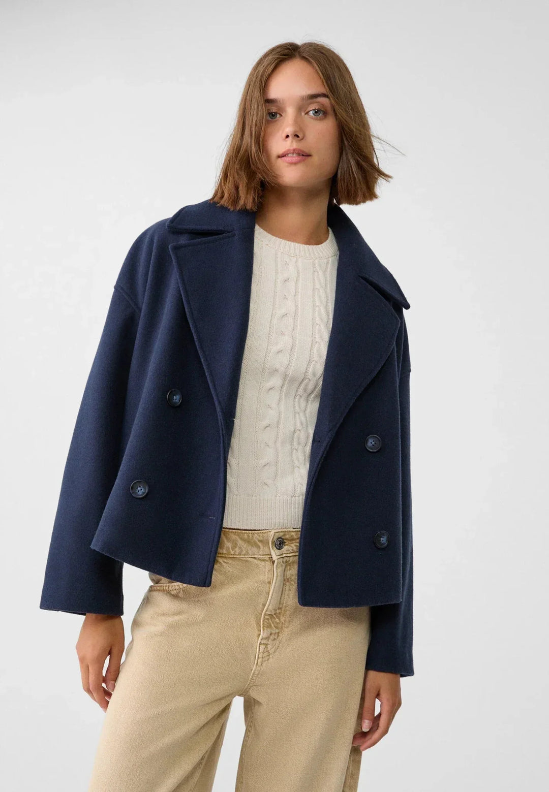 Lune London | Wool Pea Coat Jacket - Double-breasted short cut jacket