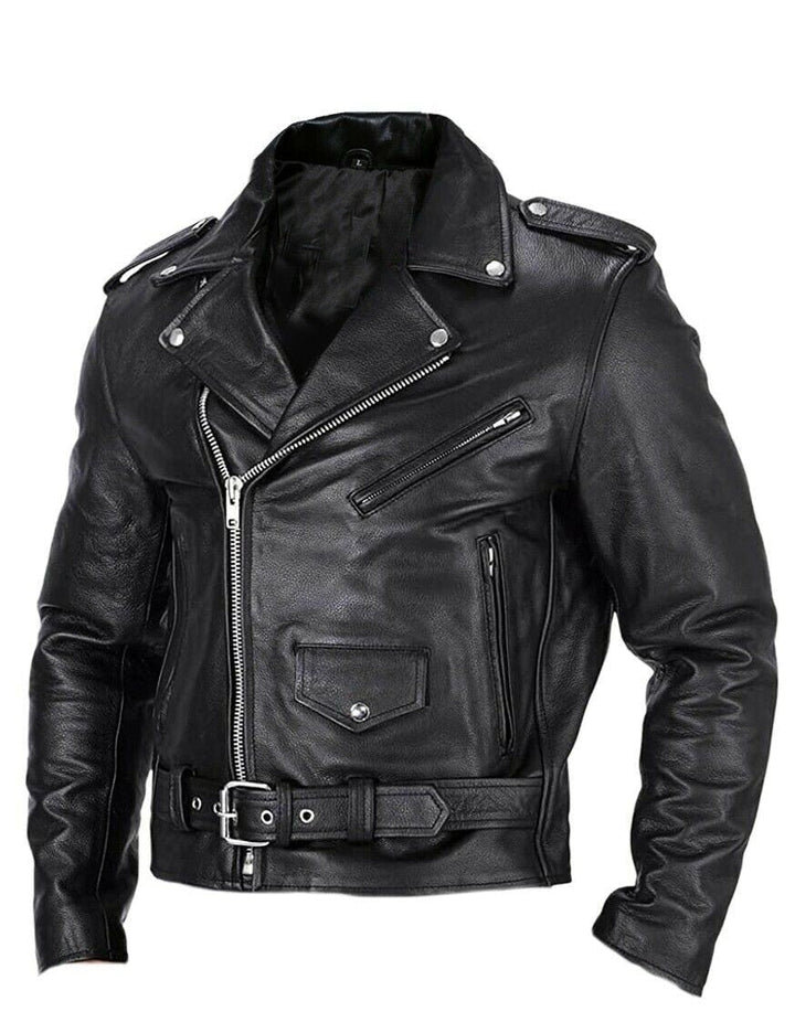 Lune London | Slim Fit Leather Motorcycle Jacket for Men with Stand-Up Collar
