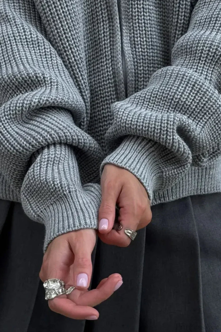 Lune London | Simple Zipper Cardigan Casual Loose Knit Jacket