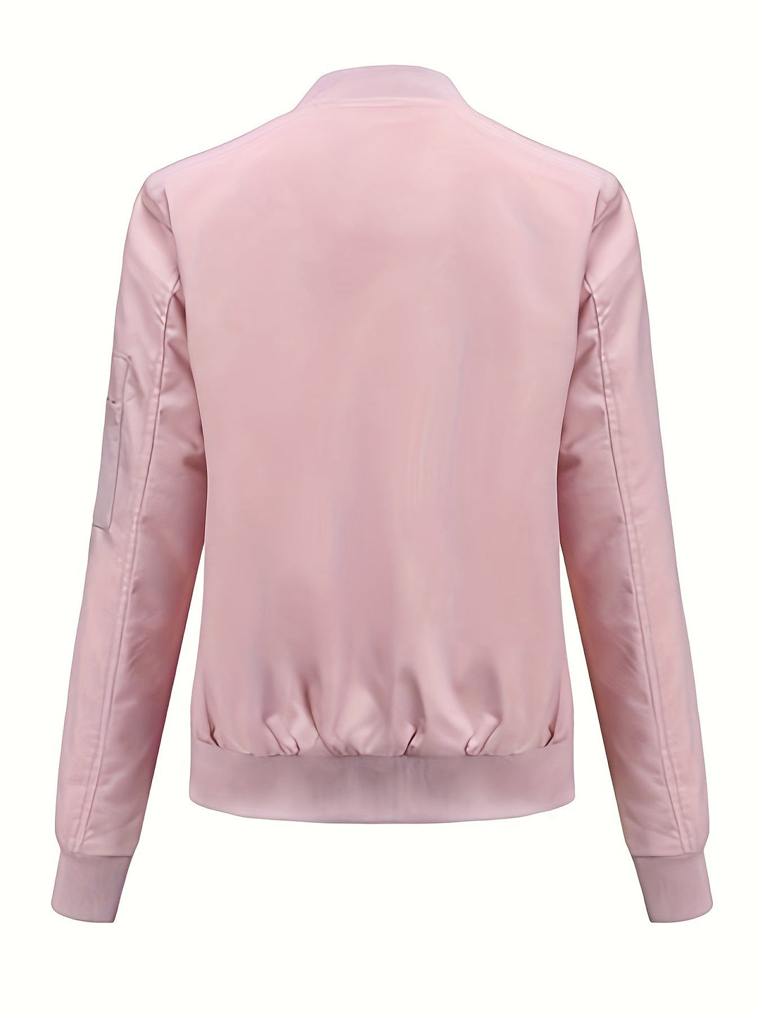 Lune London | Solid Color Polyester Bomber Jacket with Baseball Collar and Zipper Pocket