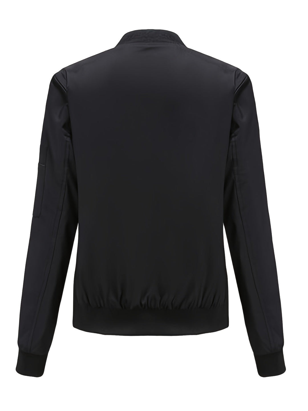 Lune London | Solid Color Polyester Bomber Jacket with Baseball Collar and Zipper Pocket