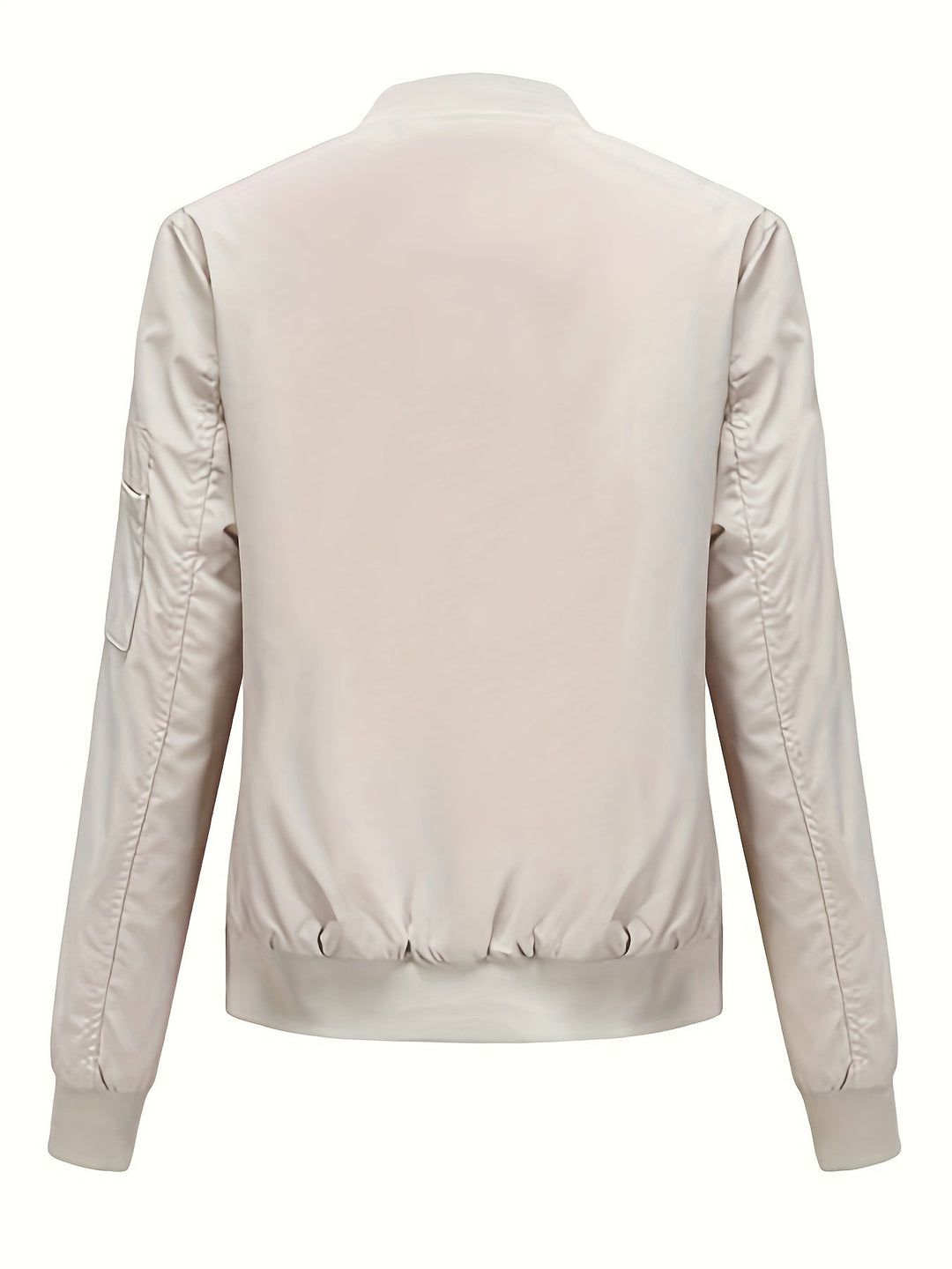 Lune London | Solid Color Polyester Bomber Jacket with Baseball Collar and Zipper Pocket