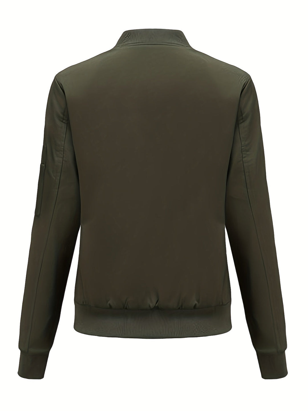 Lune London | Solid Color Polyester Bomber Jacket with Baseball Collar and Zipper Pocket