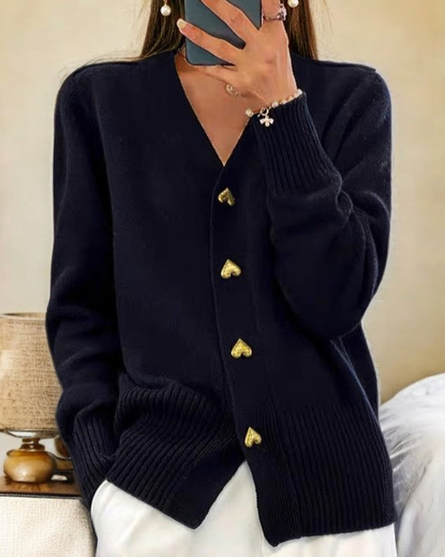 Lune London | Women's Heart Button Cardigan