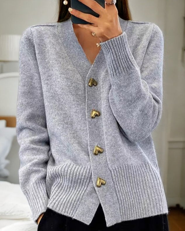 Lune London | Women's Heart Button Cardigan