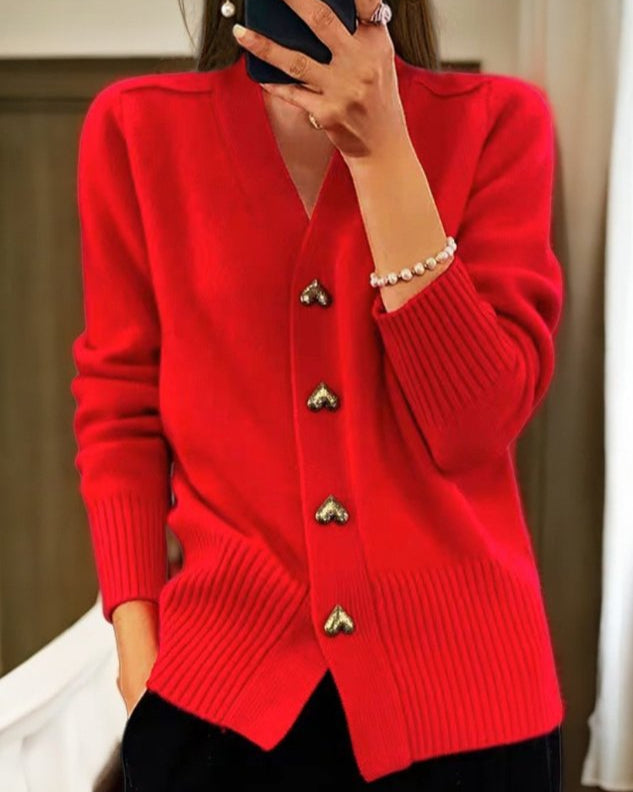 Lune London | Women's Heart Button Cardigan