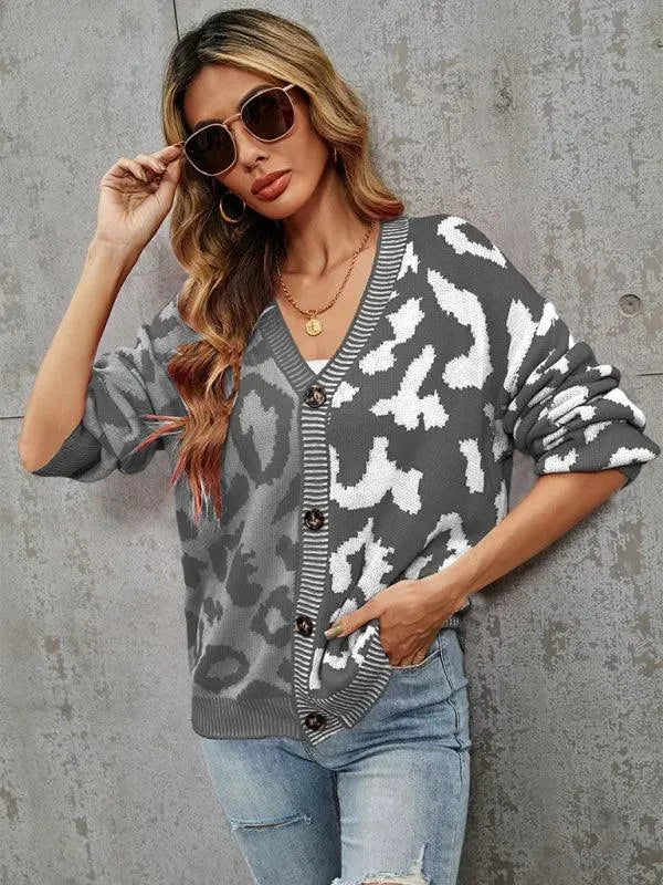 Lune London | Style leopard pattern oversized knitted cardigan sweater