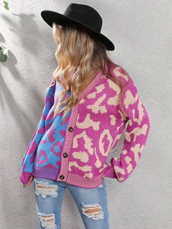 Lune London | Style leopard pattern oversized knitted cardigan sweater