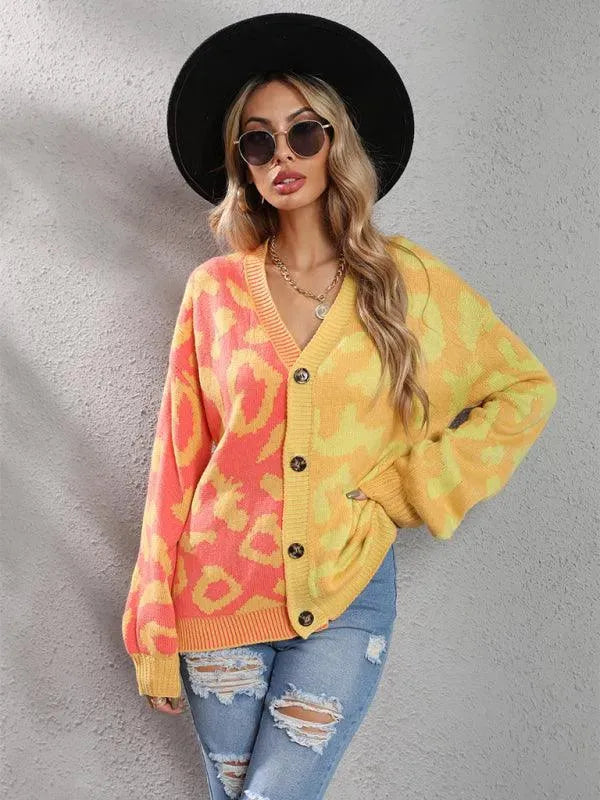 Lune London | Style leopard pattern oversized knitted cardigan sweater
