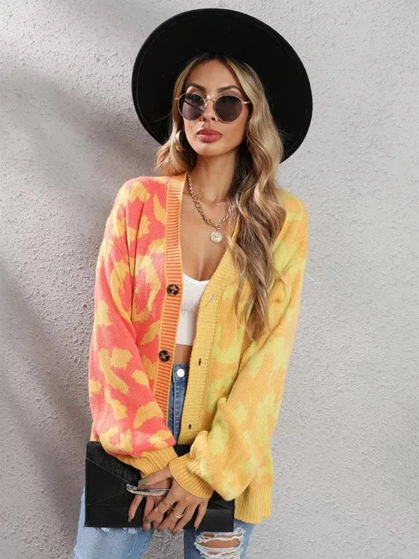 Lune London | Style leopard pattern oversized knitted cardigan sweater