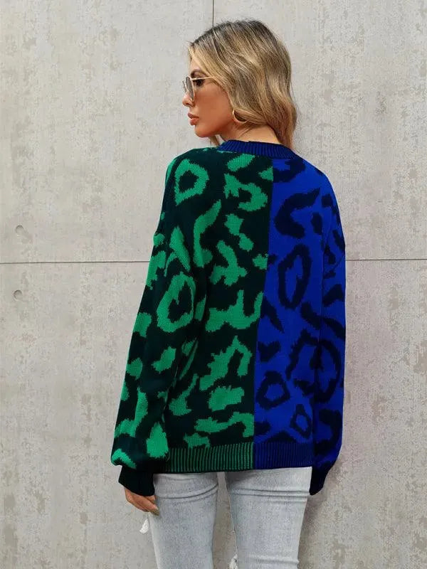 Lune London | Style leopard pattern oversized knitted cardigan sweater