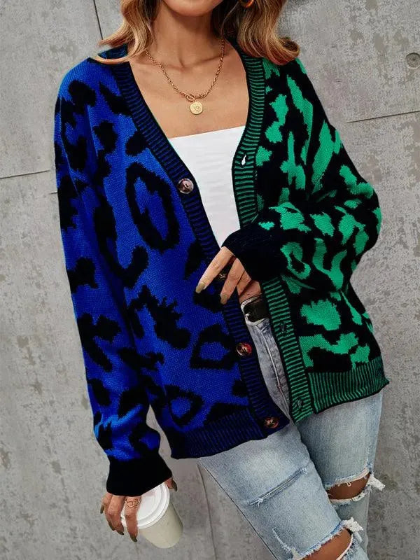 Lune London | Style leopard pattern oversized knitted cardigan sweater