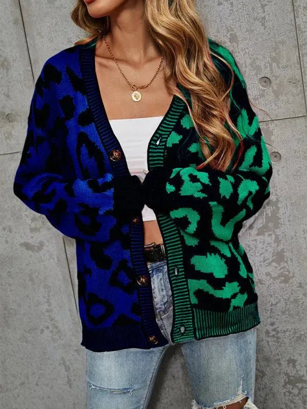Lune London | Style leopard pattern oversized knitted cardigan sweater