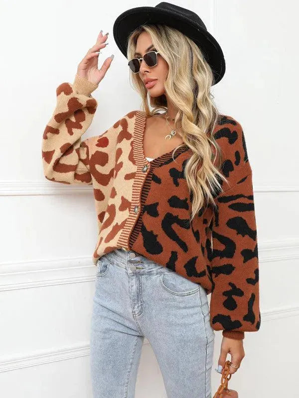 Lune London | Style leopard pattern oversized knitted cardigan sweater