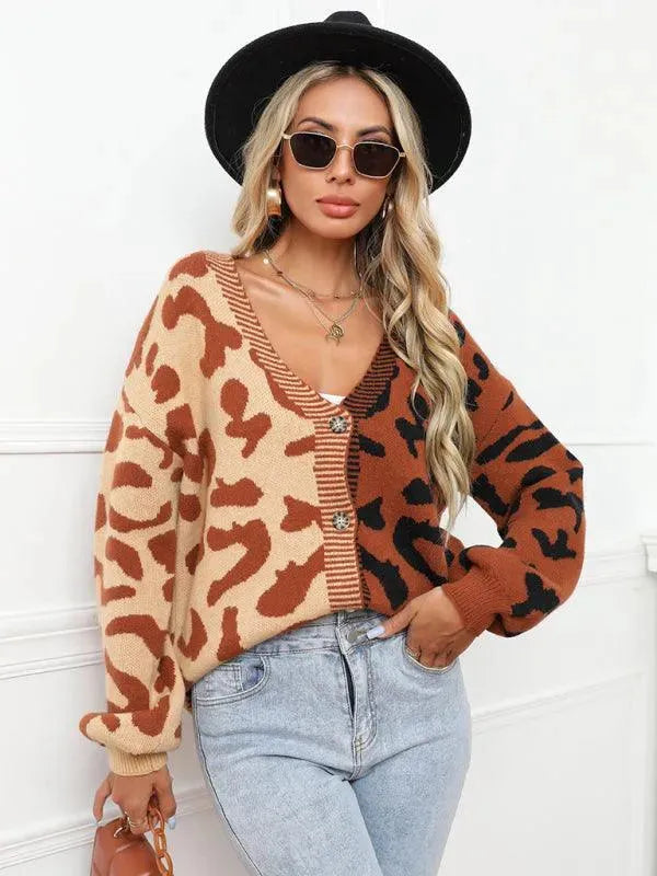 Lune London | Style leopard pattern oversized knitted cardigan sweater