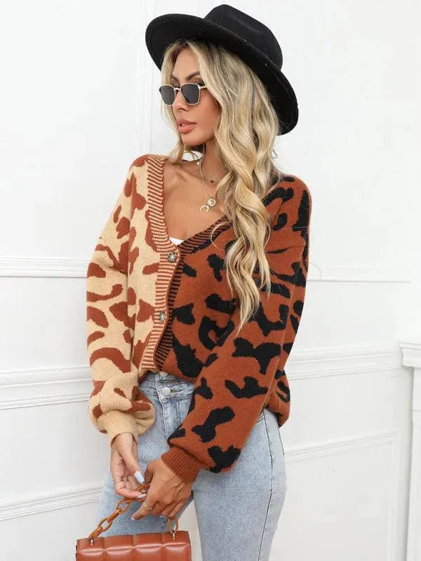 Lune London | Style leopard pattern oversized knitted cardigan sweater