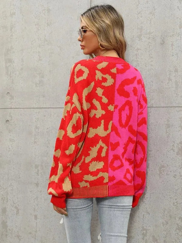 Lune London | Style leopard pattern oversized knitted cardigan sweater