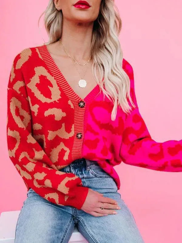 Lune London | Style leopard pattern oversized knitted cardigan sweater