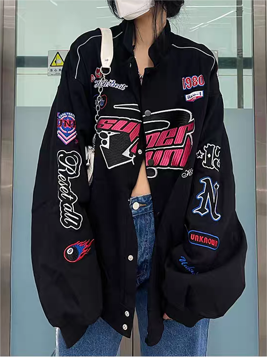 Lune London | Vintage Motorcycle Bomber Jacket with Embroidery