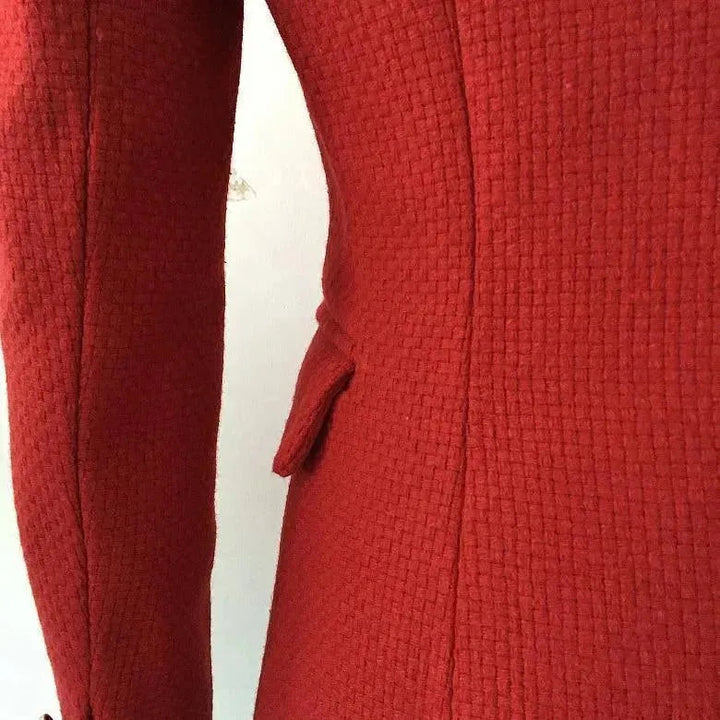 Lune London | The Pragmatic Red Tweed Blazer for Women Casual Solid Color