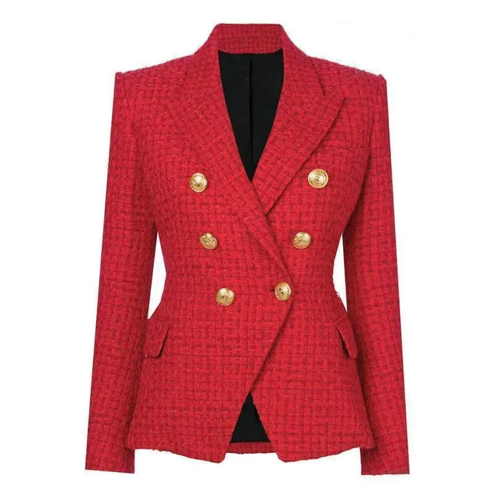 Lune London | The Pragmatic Red Tweed Blazer for Women Casual Solid Color