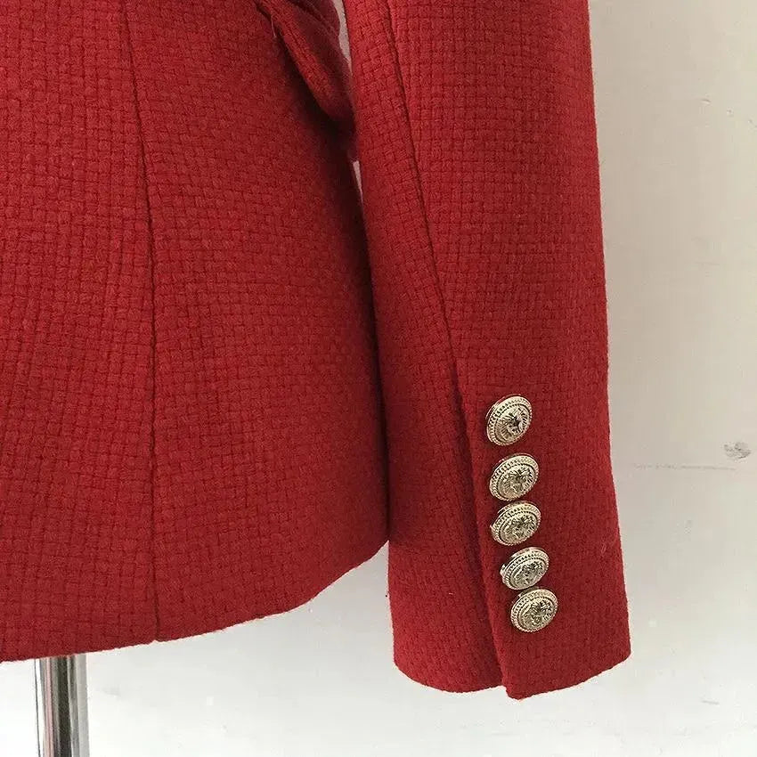 Lune London | The Pragmatic Red Tweed Blazer for Women Casual Solid Color