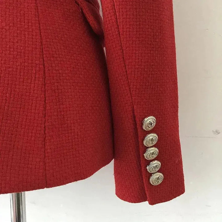 Lune London | The Pragmatic Red Tweed Blazer for Women Casual Solid Color