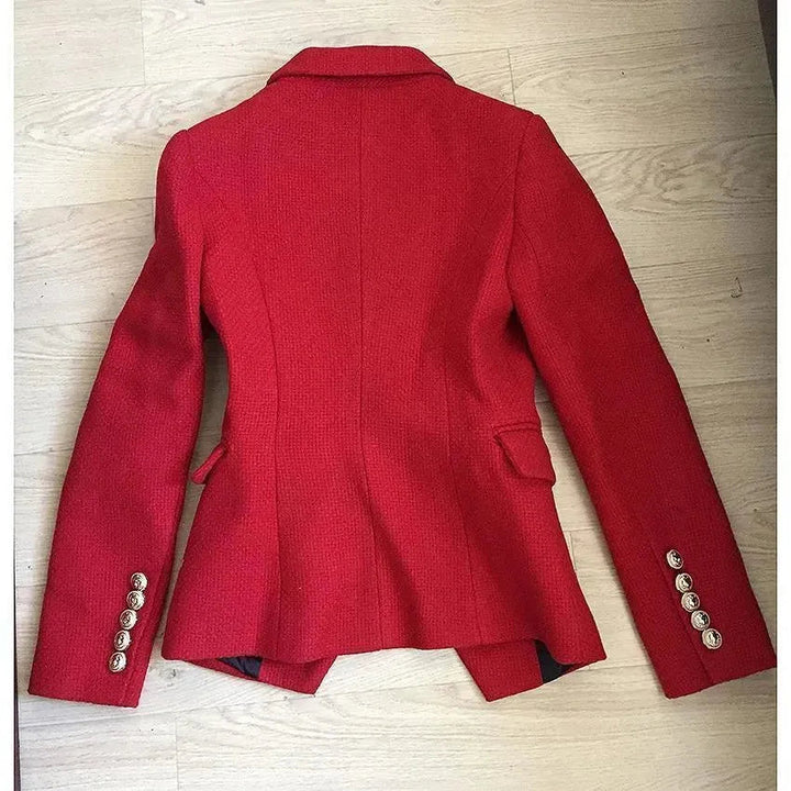 Lune London | The Pragmatic Red Tweed Blazer for Women Casual Solid Color