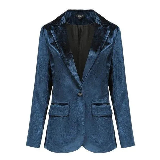 Lune London | The Smooth Session Velvet Blazer Women Casual Solid Color