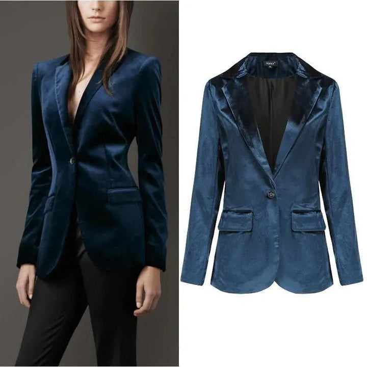 Lune London | The Smooth Session Velvet Blazer Women Casual Solid Color