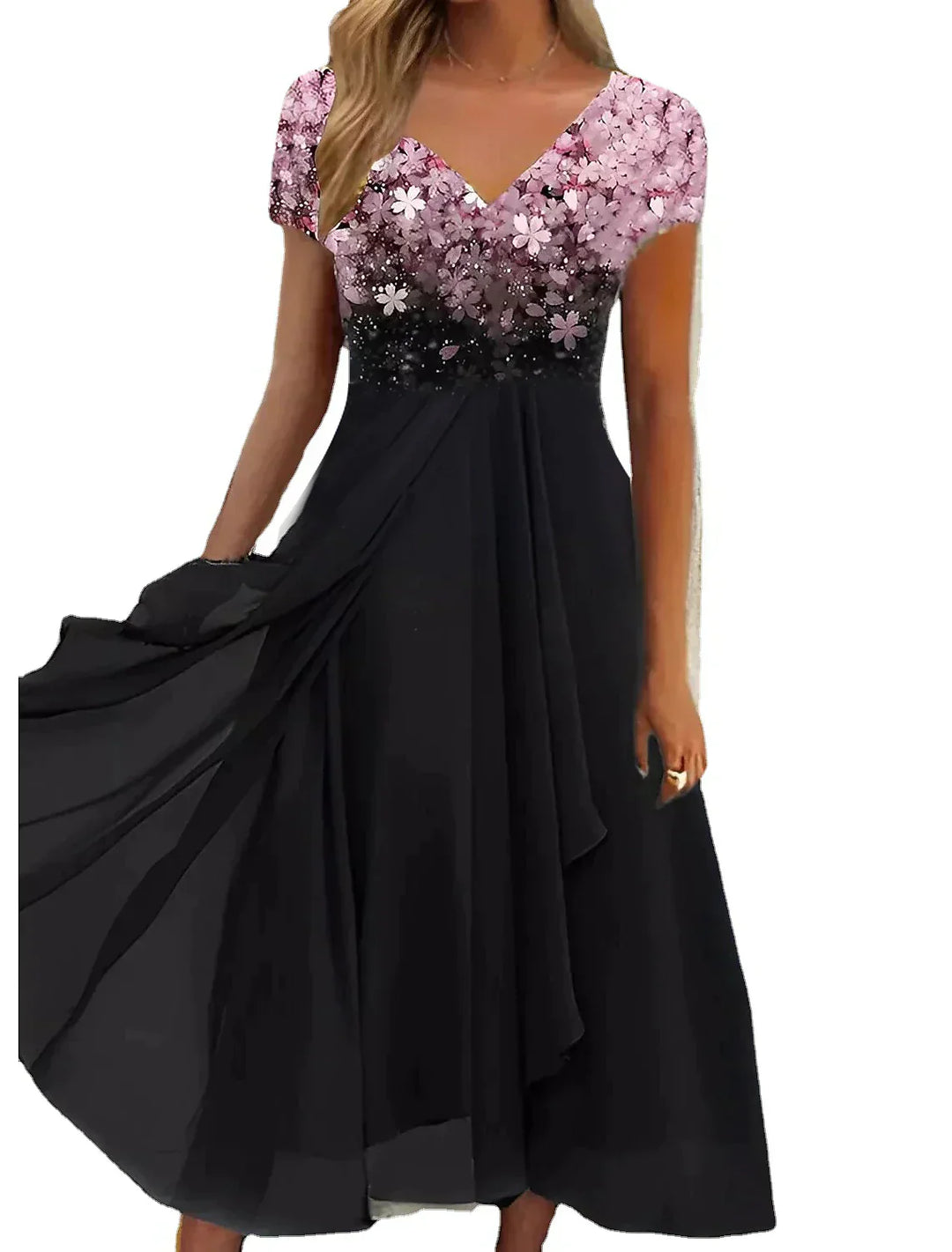 Chic Und Stil | Elegant Midi Dress with Floral Lace