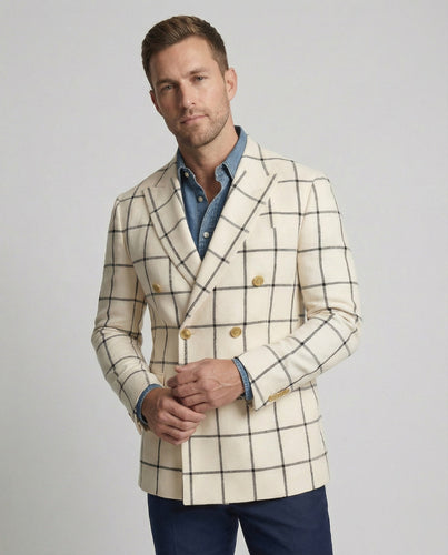 Men's Check Blazer – Men's Blazer with Double Button Placket
