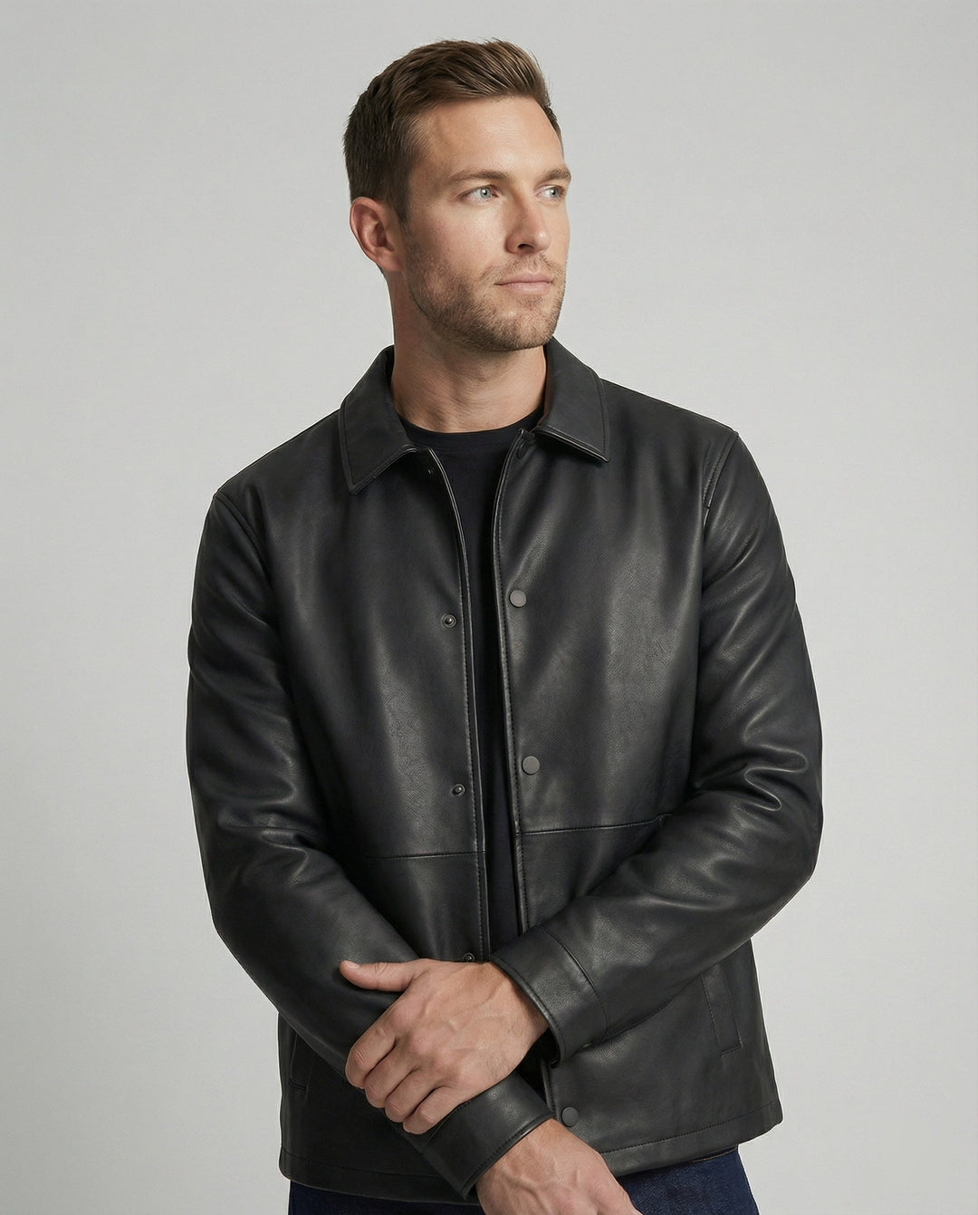 Men's Leather Look Transitional Jacket