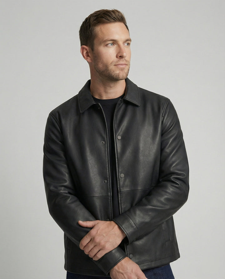 Men's Leather Look Transitional Jacket