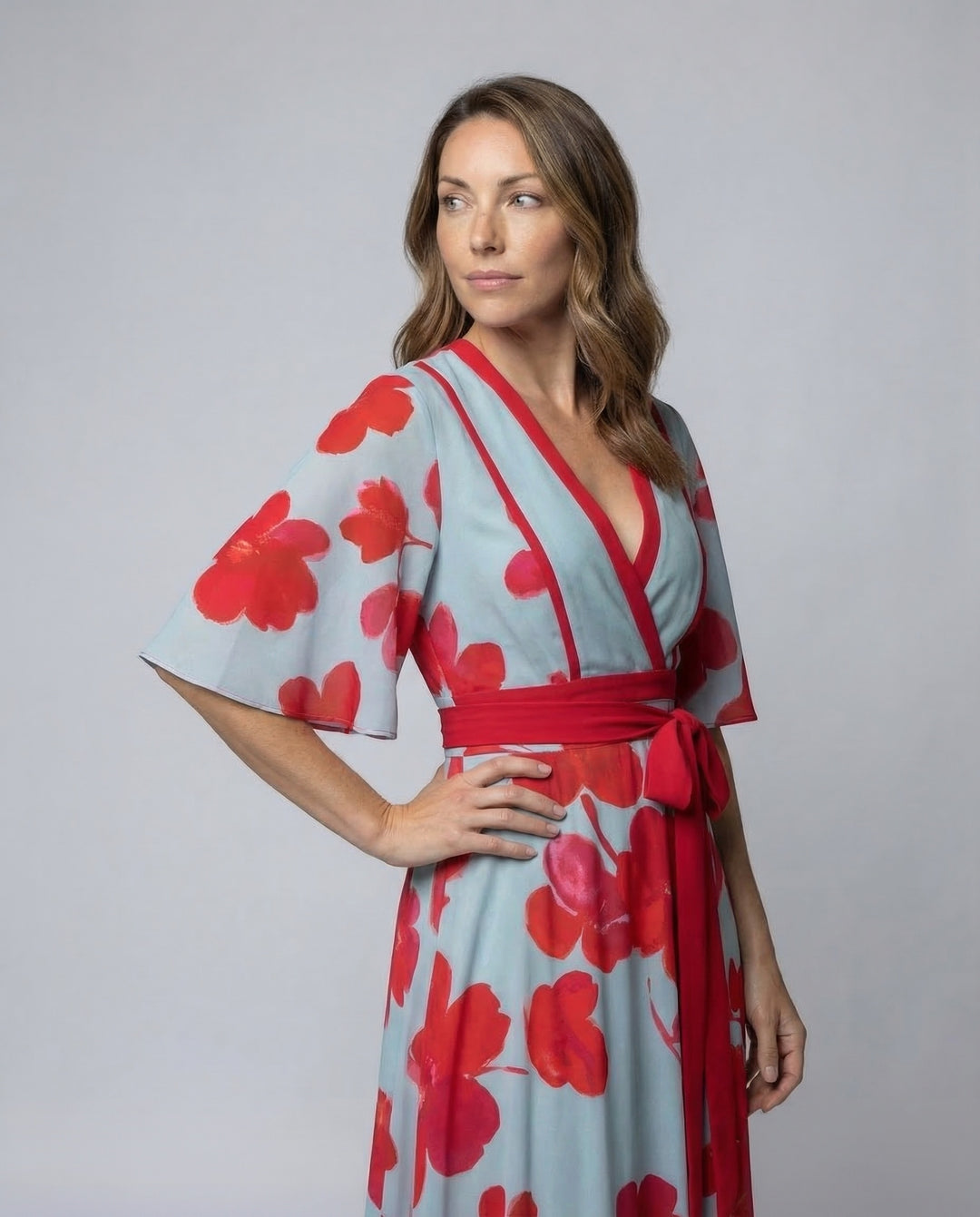Women’s Elegant Robe Dress with Flowing Fit & V-Neck Design | Lune London