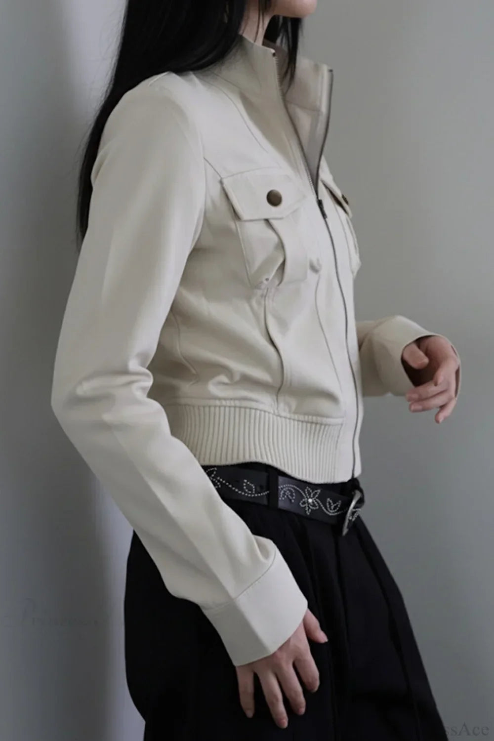 Lune London | Solid Color Bags Stand Collar Tailored Jacket