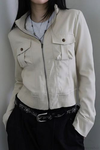 Lune London | Solid Color Bags Stand Collar Tailored Jacket