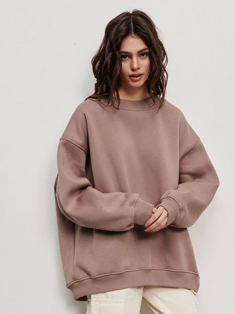 Chic Und Stil | Women's Oversized Sweatshirt In Solid Color Design