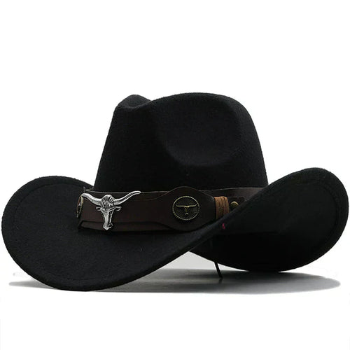 Lune London | Western-style felt hat with bull buckle band