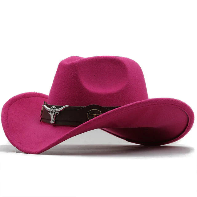 Lune London | Western-style felt hat with bull buckle band