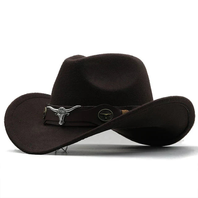 Lune London | Western-style felt hat with bull buckle band