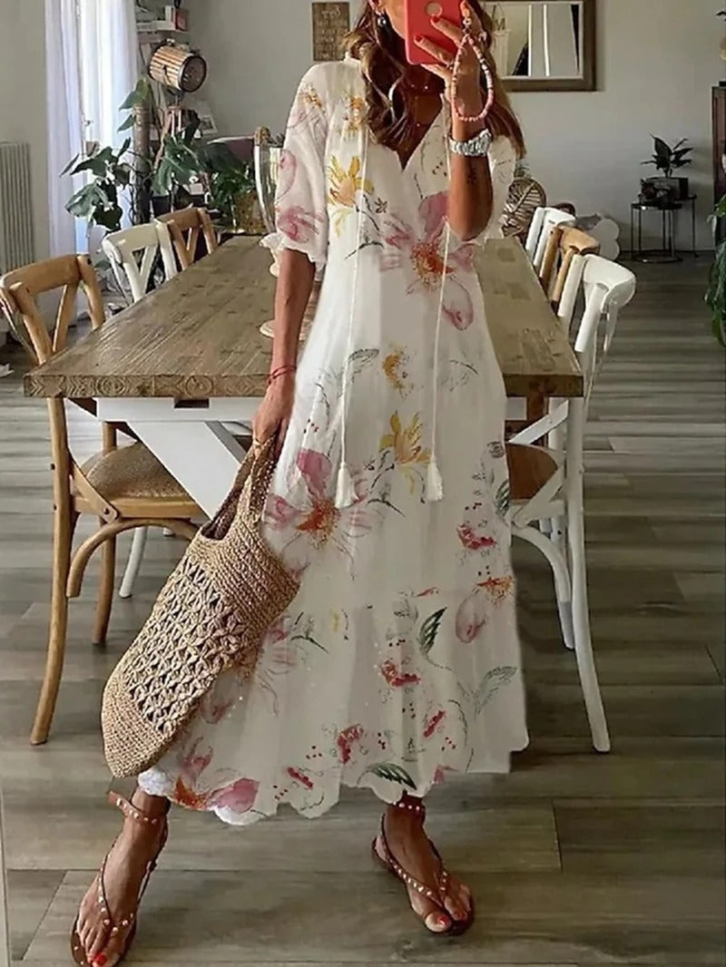 Lune London | Boho Flower Maxi Dress for Women