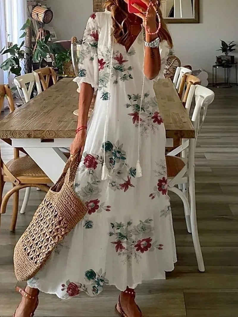 Lune London | Boho Flower Maxi Dress for Women