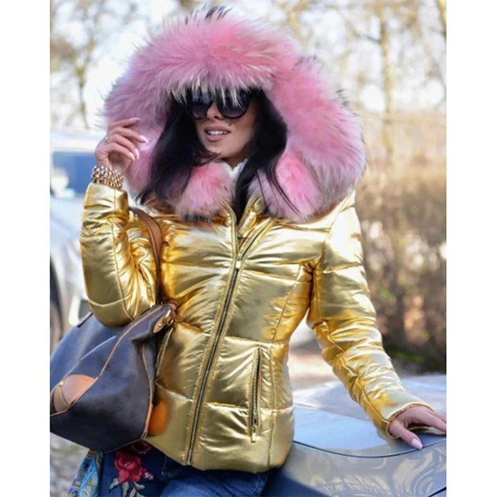 Lune London - Paris - Elegant jacket with faux fur lining, hood and collar