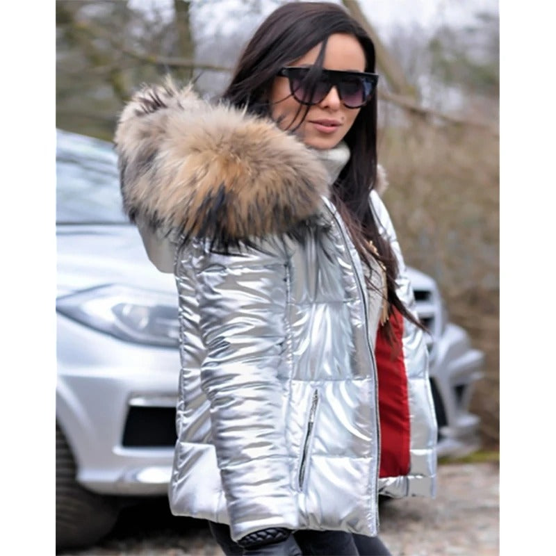 Lune London - Paris - Elegant jacket with faux fur lining, hood and collar