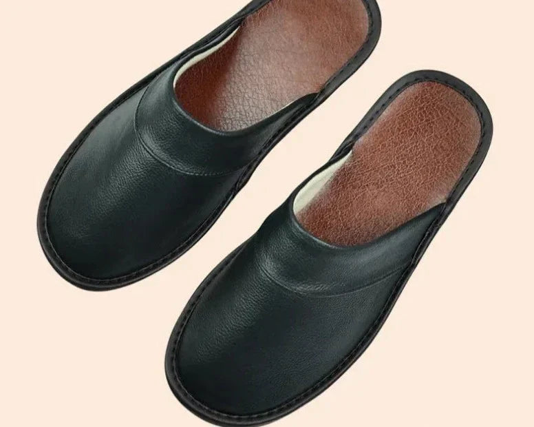 Lune London | Comfortable Slippers for Men Made Of Black Cowhide